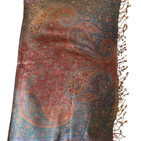 New multi coloured shawl- Silk-Cotton-Wool - Picture 2 of 4